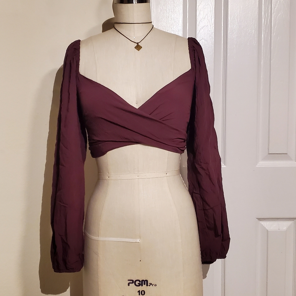 Plum wrap crop top
